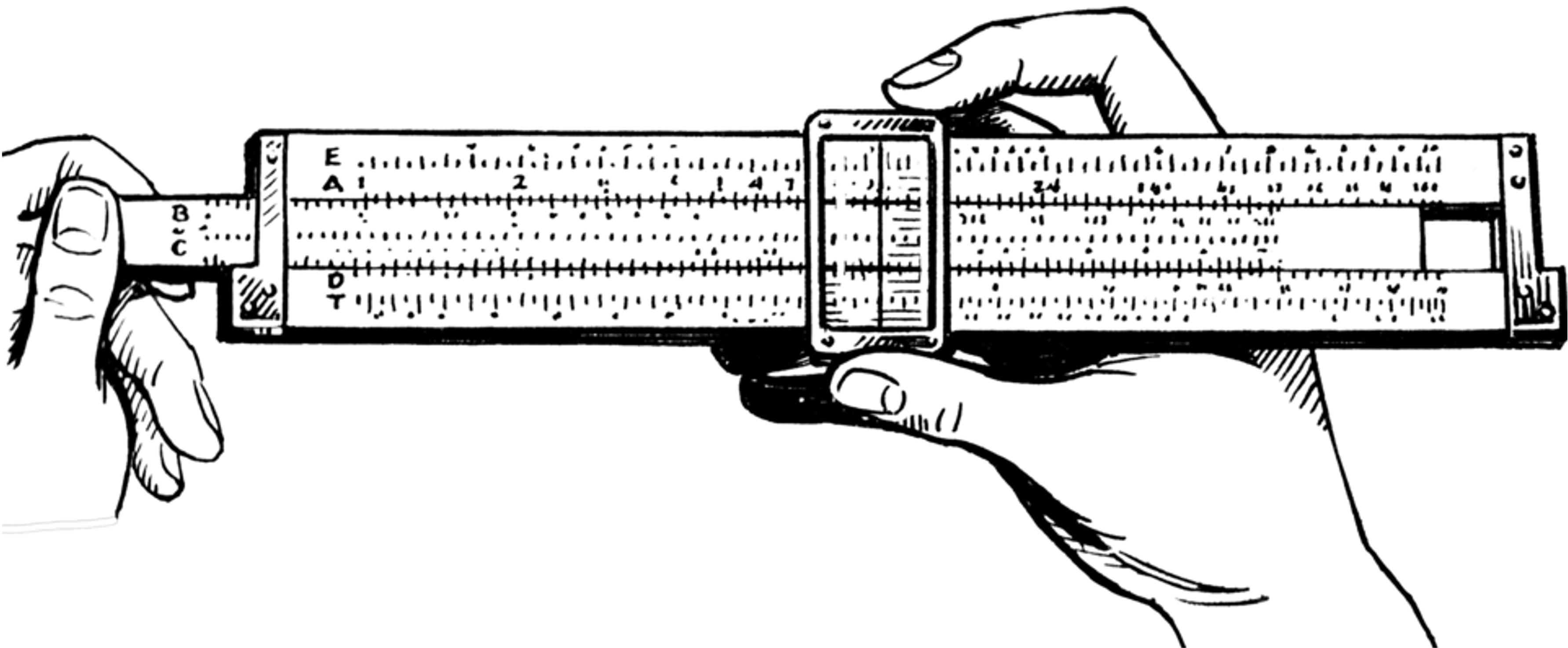 A slide rule uses logarithms to multiply large numbers via addition.